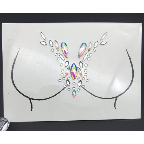 Body Gems Stickers, Chest Gems and Breast Pasties Jewelry Makeup Set, Body Jewels for Festival Rave Party, 2-Pack