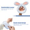 3-Pack Spa Headband and Wristband Set,Soft Plush Makeup Skincare Headband Wrist Bands Cute Bunny Rabbit Ears Face Wash Headband and Towel Wristband Set for Women Girls Washing Face Skin Care (Blue)