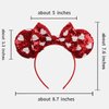 Mouse Ears Headbands Glitter Bow Valentines Day Headband Red Sequin Hair Band with Heart Patterns, Mouse Ears Hair Hoop Party Hair Accessories for Girls Women New Year Wedding Birthday Gift 1PCS