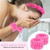 Semato Spa Headband and Wristband Set Skin Care Headband Fluffy Bow Face Wash Headband Hair Accessories Bubble Sponge Spa Headband for Women and Girls (hot pink)
