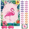 NEBURORA Pin The Crown on The Flamingo Party Game with 24 Crowns Stickers for Kids Flamingo Theme Party and Birthday Hawaiian Luau Party Supplies
