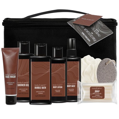 Gift Baskets for Men Body & Earth Bath Set 8PC Mens Gift Set Birthday Gifts for Men Sandalwood Bath and Body Gift Set, Self Care for Men, Husband Men Christmas Gifts Christmas Gifts for Men