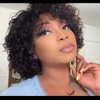 Short Curly Human Hair Wigs For Black Women UDU Short Curly Wigs Human Hair Non Lace Glueless Wig with Bangs Side Part Wigs (Nature Black)
