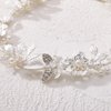 SWEETV Sliver Flower-Leaf Bridal Headpieces for Wedding Headband Bride Hair Pieces Crystal Flower Girl Hair Accessories