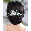 Rumtock Silver Flower Green Crystals Beads Hair Comb for Women Girls Wedding Bridal Hair Piece Hair Styling Jewelry Banquet Prom (Green)