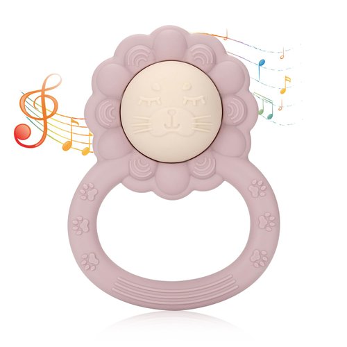 Socub Silicone Baby Shake Rattle Toy for Babies 3-6, 12, 18 Months Infants, Silicone Teething Toy with Rattle | Hand Baby Teether Toy for Babies, BPA Free(Dusty Lilac)