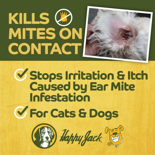 Happy Jack Mitex Ear Mites Treatment for Cats & Dogs, Itchy Ear Relief for Dogs, Mite Medicine for Cats, (1oz)