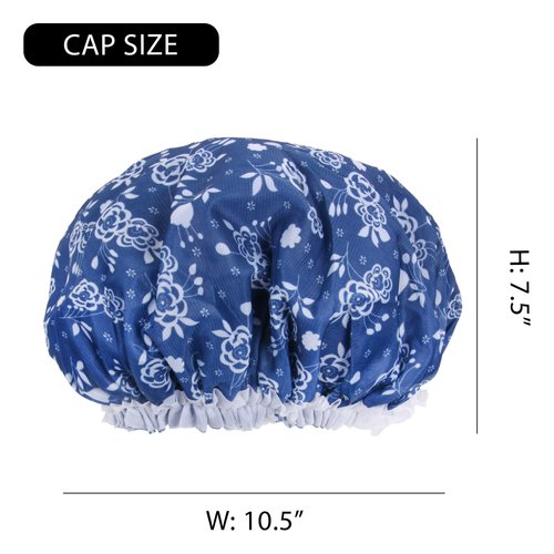 DONNA Flower Pattern Sleep Cap Hair Sleep Shower Cap Bonnet Satin Bonnet for Sleeping Hat Royal Blue