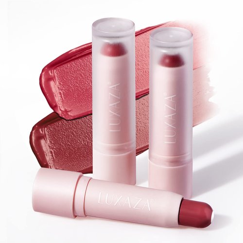LUXAZA 2PCS Tinted Lip Balm Chapstick with Color, Natural Semi - Gloss Finish, Hydrating/Coloring 2 in 1 Moisturizer Lip Stick for Girls & Women #02＋#04