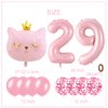 Cat Birthday Decorations, Cat Balloons, Pink 29 Balloon Numbers 40 inch, Cat Themed Birthday Party Decorations, 29 Balloons for Girls Birthday Party Decorations