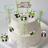 Ymeibe 8 PCS Solid Panda Figurines Set with Miniature Bamboo Trees Wood Fence Cake Topper DIY Kits Realistic Cute Panda Ornament Birthday Party Decorations Supplies