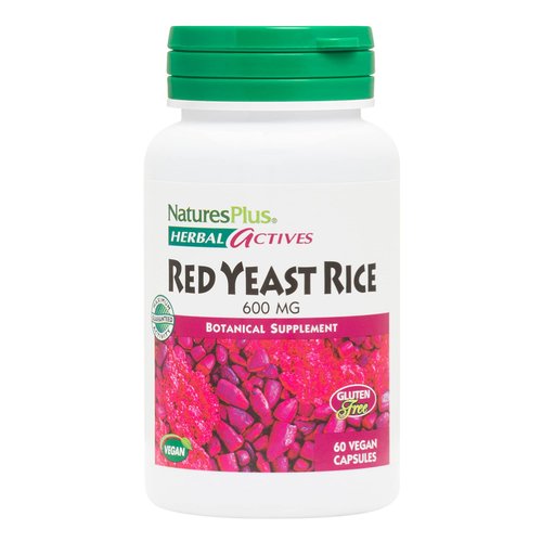 NaturesPlus Herbal Actives Red Yeast Rice - 600 mg, 60 Vegan Capsules - Maximum Potency Herbal Supplement, Cholesterol Support - Vegetarian, Gluten-Free - 60 Servings