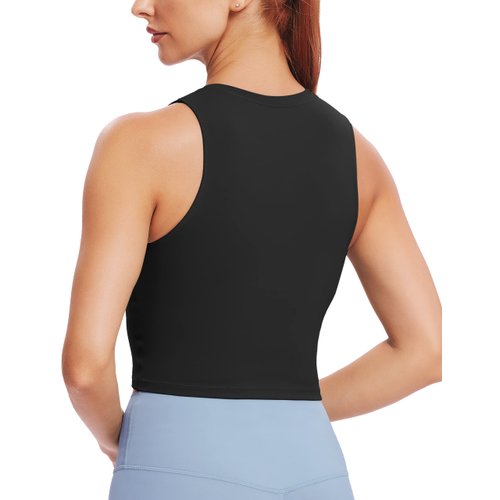 Natural Feelings Sports Bras for Women Removable Padded Yoga Tank Tops Sleeveless Fitness Workout Running Crop Tops Black