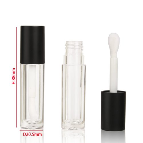 COSIDEA 24 pcs Empty 5ml big brush lip gloss tube black round lipgloss tubes container with big doe foot wand cosmetic packing containers
