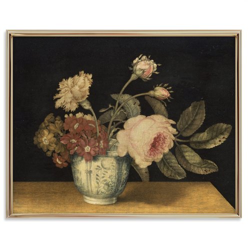 Vintage Still Life Wall Art - Antique Art Prints for Home Decor - Rustic Farmhouse Botanical Floral Wall Decoration for Kitchen, Dining Room - 11x14 inches, Ready to Frame (Potted Flowers)