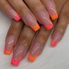 French Tip Press on Nails Medium Coffin Orange Fake Nails Ballerina Ombre Acrylic Nails Glossy Glue on Nails Artificial Nails Orange Designs Stick on False Nails for Women Girls Manicure 24pcs