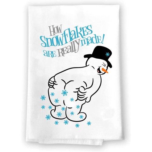 Christmas Decor | Decorative Kitchen and Bath Hand Towels | How Snowflakes Are Made Snowman | XMAS Winter Novelty | White Towel Home Holiday Decorations | Gift Present