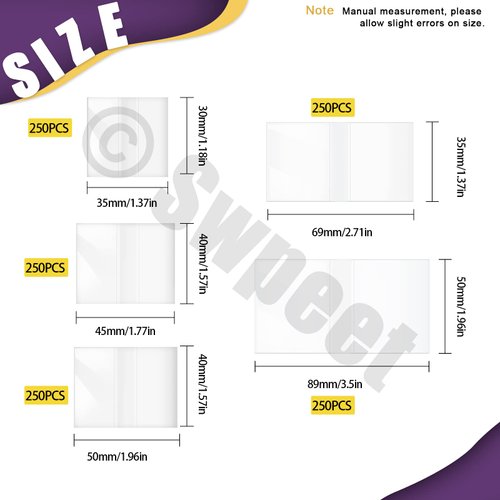 Swpeet 1250Pcs 5 Sizes 1.37" 1.77" 1.96" 2.71" 3.5" Clear PVC Heat Shrink Wrap Bottle Shrink Bands Assortment Kit, Perforated Bottle Shrink Bands Perfect for Bottles, Jars, Cans and Tin Lip Gloss