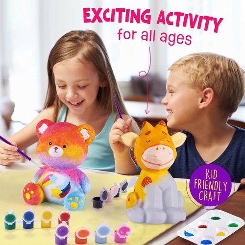 Paint Your Own Bear Lamp Kit, Art Supplies Arts & Crafts Kit, Painting kit for Kids 6-12, Arts and Crafts for Kids Ages 8-12, Toys Girls Boy Birthday Christmas Gift Ages 3 4 5 6 7 8 9 10 11 12+