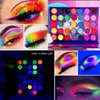 Afflano Neon Eyeshadow Palette Colorful High Pigmented, Bright Rainbow Eyeshadow Matte Shimmer Glitter, Aurora Glow Neon in Dark UV Blacklight Makeup Eye Shadow Pallet for Neon Party