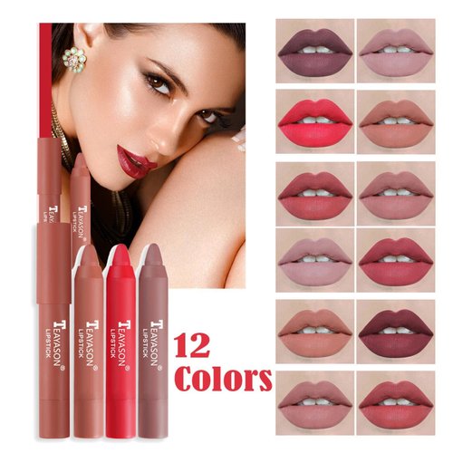 Agrifilm Matte Velvet Lipstick Lip Crayon Nourishing Non-Stick Cup Lip Stain Lip Gloss,Long-lasting Waterproof Lip Stick Lip Makeup for Women (7)