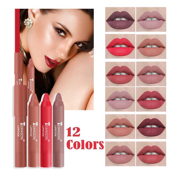 Agrifilm Matte Velvet Lipstick Lip Crayon Nourishing Non-Stick Cup Lip Stain Lip Gloss,Long-lasting Waterproof Lip Stick Lip Makeup for Women (7)
