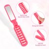Mini Travel Brush for Women, Small Folding Hair Brush with Mirror Portable Vented Hair Brush Pocket Comb for Thick Thin Curly Straight Wet Dry Hair Blow Drying, Smoothing, Detangling