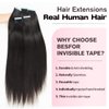 Isheeny Tape In Extensions Human Hair Black Women Yaki Straight Tape In Hair Extensions Seamless Straight Hair Extensions Real Human Hair Tape Hair Extensions 18 Inch 20pieces 40g/set