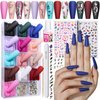 FANDAMEI Press on Nails Long Matte, 13 Packs 312 PCS Press on Nails Long Coffin, Full Cover Long Ballerina Fake Nails, Acrylic False Nail Tips with Nail Glue, Nail Rhinestones, Nail Art Stickers