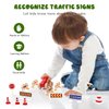 1Set Play Traffic Signs, Street Road Signs Playset for Car & Train Set for Kids, Kids Road Signs Toy Traffic Cones Mini Roadblocks Toyset Educational Toys