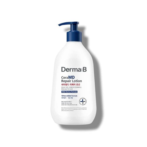 DERMA B CeraMD Repair Lotion, Unscented Ceramide Panthenol Body Moisturizer, Fragrance Free, 13.52 Fl. Oz., 400ml