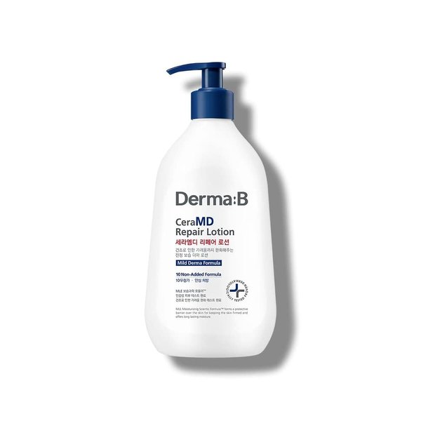 DERMA B CeraMD Repair Lotion, Unscented Ceramide Panthenol Body Moisturizer, Fragrance Free, 13.52 Fl. Oz., 400ml