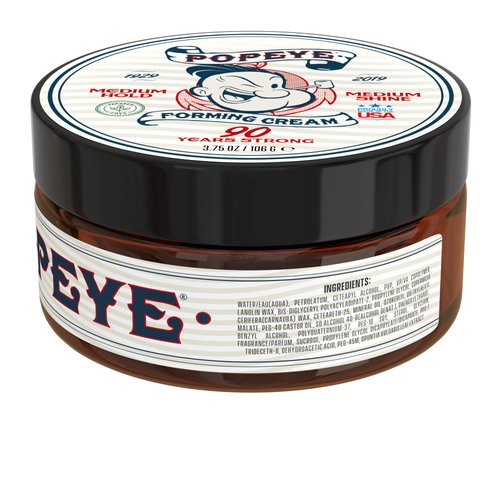 Razor MD Popeye Shaving Co Hair Styling Forming Cream for Men, Medium Hold and Medium Shine Styling Cream, Men's Hair Grooming Products for Short and Long Hair Types, 3.75 oz