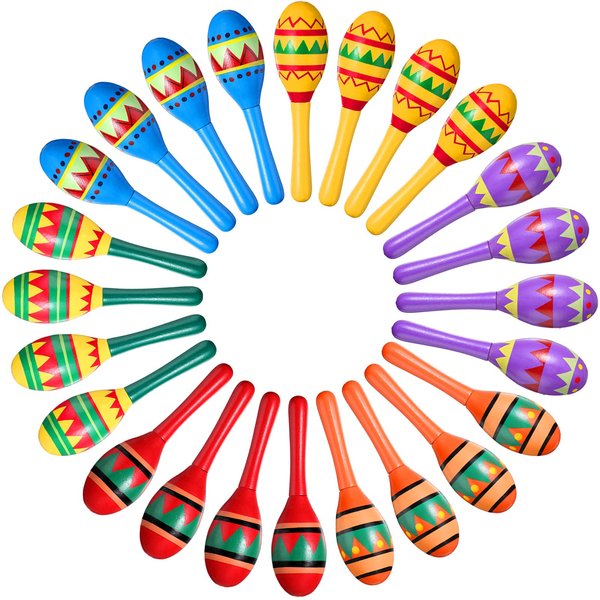 Civaner 12 Pcs Mini Fiesta Maracas for Adults Cinco De Mayo Maracas Mexican Party Decorations 6 Designs Maracas Party Favors for Mexican Party Props, 4.92 x 1.38 Inch