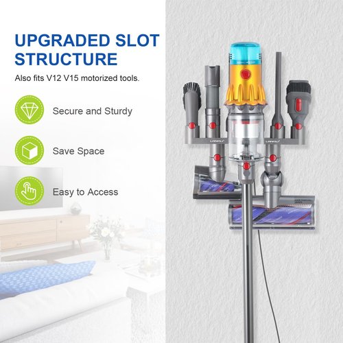 LANMU Accessory Holder Compatible with Dyson V15 V12 V11 V10 V8 V7 Outsize Gen5 Cordless Stick Vacuum Cleaner, Docking Station Attachments Organizer