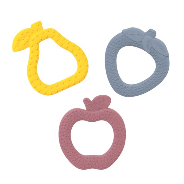 Cozinester Sensory Toys, Baby Toys 6-12 Months - Fruit Shaped, BPA Free Soft and Textured Silicone Teether, Newborn Essentials Must Haves, Baby Essentials, Toddler Toys for Teething Relief (Set of 3)