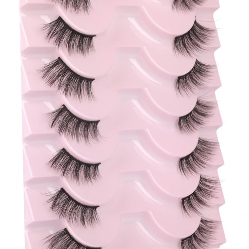 wiwoseo False Eyelashes Half Lashes Natural Wispy Fluffy Faux Mink Lashes DIY Extension Eyelashes 16MM Fake Eyelashes 10 Pairs Pack