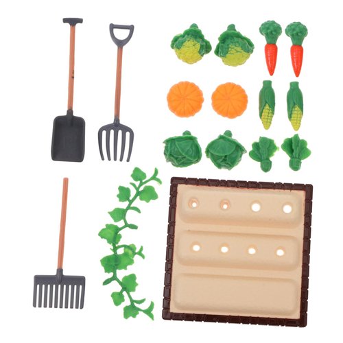 NUOBESTY 1 Set Mini Shovel Rake Farm Model Kit Vegetable Figurines Mini Model Miniature Vegetables Scene Model Out Door Decor Mini Dollhouse Decor Dollhouse Decorations Small Ornament Resin