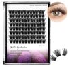 Dedila 96pcs Wide Stem Dramatic Volume Eye Lashes Extensions D Curl Black Soft Individual False Eyelashes Cluster Makeup Toos (12mm)