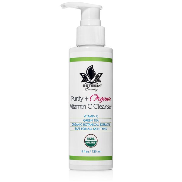 Esteem Beauty Purity + Organic Vitamin C Face Wash - Anti Aging Facial Cleanser | Green Tea | Aloe Vera | Lemon Peel Oil | Sulfate Free