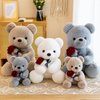 Ruzucoda Plush Teddy Bear with Rose Stuffed Animals Toys Dolls Valentine's Day Gifts for Girls Girlfriend Lover 9 Inches (Brown)