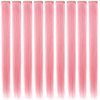 Rhyme 9 PCS Smoke Pink Hairpieces Colored Hair Extensions Clip in/on for America Girls and Women Wig Pieces Princess Party Highlight (Light Pink)