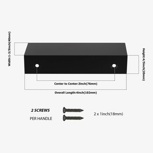 Peaha 10 Pack Black Cabinet Pulls Kitchen Cabinet Hardware Aluminum alloy Cabinet Edge Pull Cabinet Finger Pull Black 76mm/3in Center to Center