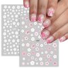 Flower Nail Art Stickers, Floral Daisy Nail Decals 3D Self-Adhesive Pink White Cute Daisy Small Flower Spring Summer Flower Nail Design Manicure Tips Nail Decor Accessories for Women Girls(6Sheets)