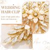 YBSHIN Bride Wedding Flower Hair Comb Gold Rhinestone Hair Piece Crystal Bridal Hair Accessories for Women