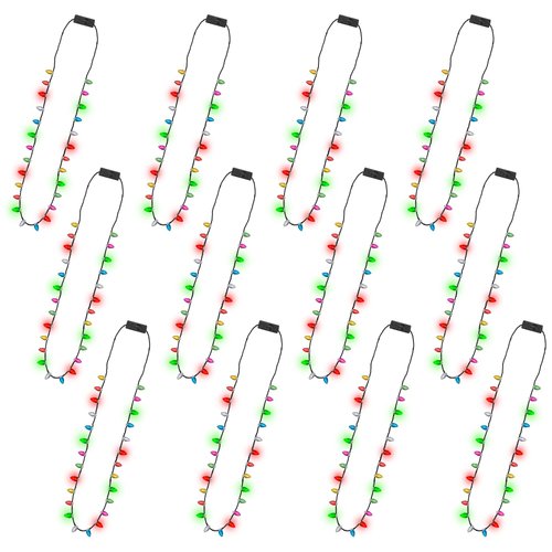 12pcs Christmas Necklace, Light up Christmas Bulb Necklaces Bulk, Colorful Glow Christmas Bulb Ne...