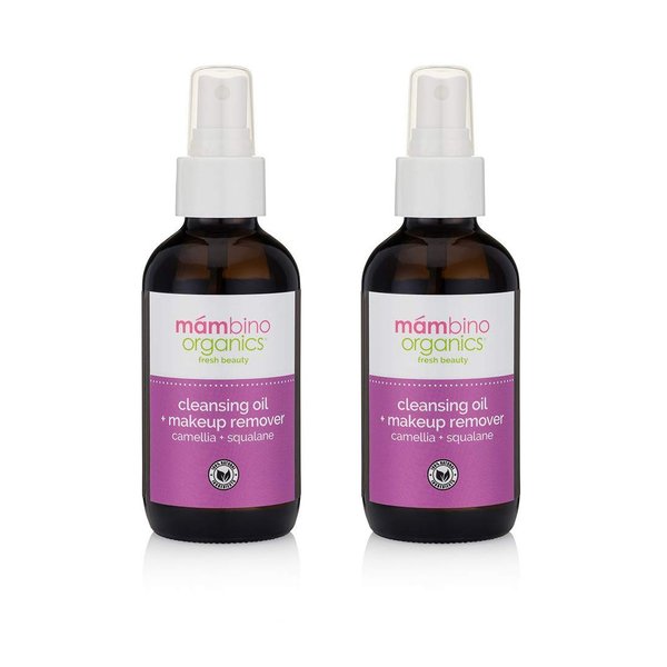 Mambino Organics Cleansing Oil And Makeup Remover, Camellia + Squalane, 4 Fluid Ounces (2 Pack)