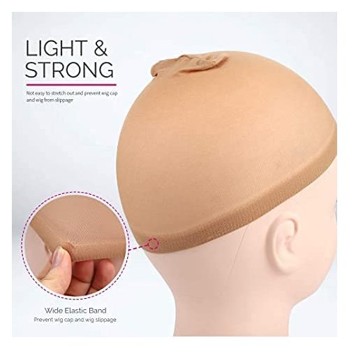 YUTU 10 pieces wig cap for women Light Brown Stocking Wig Caps