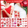 83 Pcs Valentine's Day Red Lips Heart Temporary Tattoo Stickers Sexy Red Lips Kiss Waterproof Fake Tattoos Suitable for Valentine's Theme Party Face Body Funny Makeup Temporary Tattoo Stickers