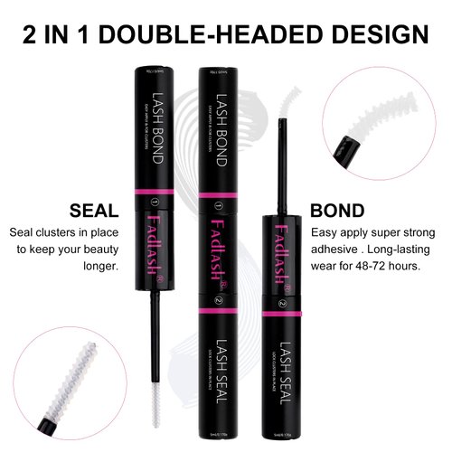 Lash Bond and Seal 10ML Bond and Seal Lash Glue for Individual Lashes Hold 48-72 Hours Cluster Lash Glue DIY Eyelash Extension Kit Self Application at Home